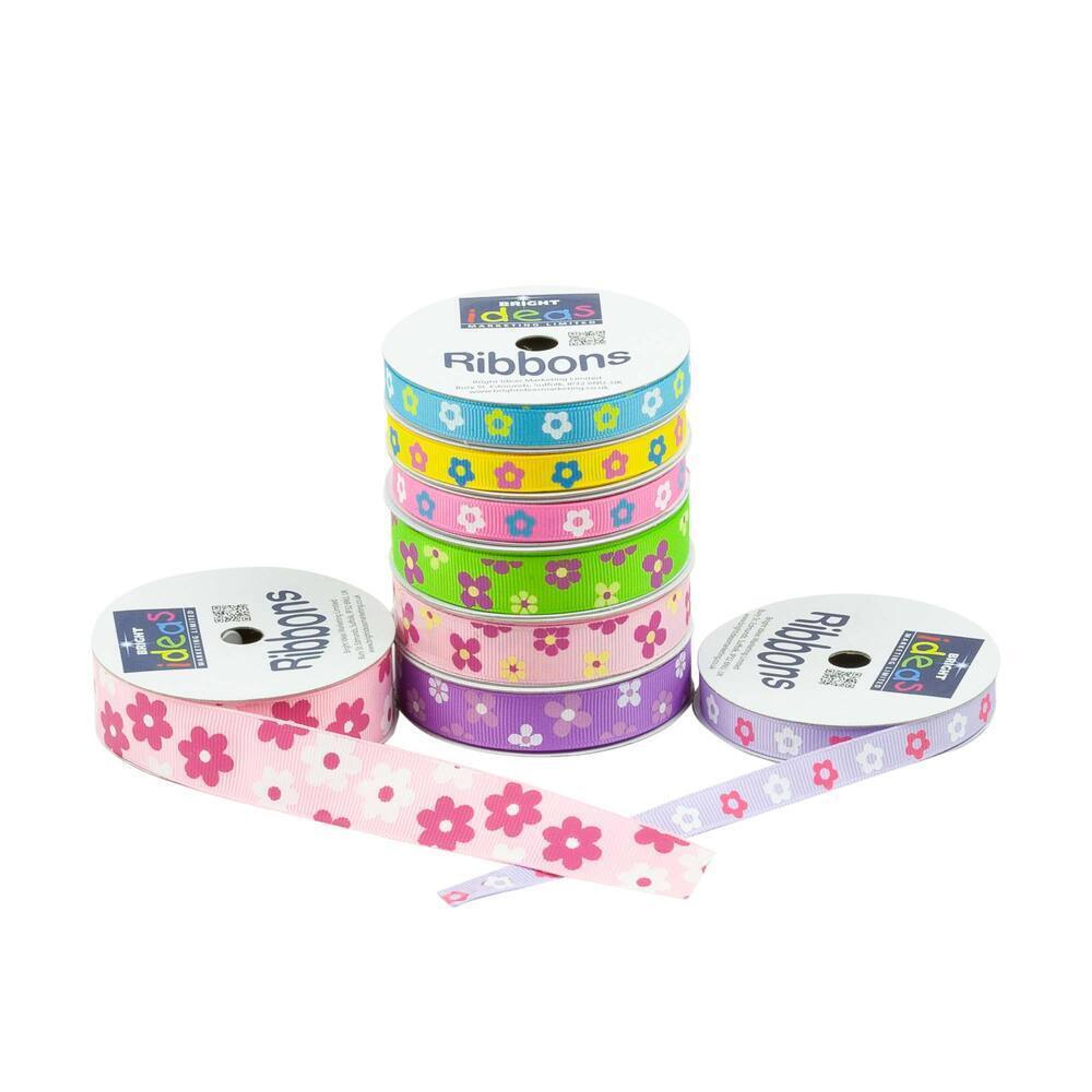 Flower Ribbons Set 16mm x 3m - Pack of 8 | DRYRB3038 | Findel Dryad
