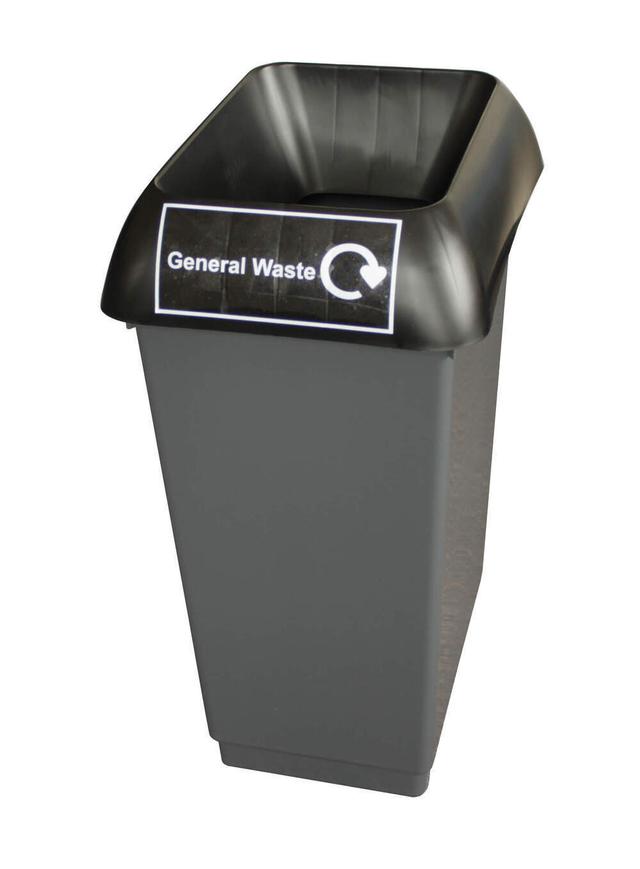 50L Recycling Bin With Black Lid With General Waste Logo - Pack of 2 ...